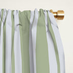 Classic Double Stripe Pattern in Light Silver Gray and Sage Green  Window Curtain Gallery Image 2