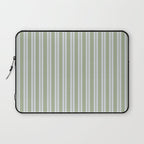 Classic Double Stripe Pattern in Light Silver Gray and Sage Green  Laptop Sleeve Gallery Image 1