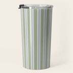 Classic Double Stripe Pattern in Light Silver Gray and Sage Green  Travel Mug Gallery Image 3