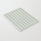 Classic Double Stripe Pattern in Light Silver Gray and Sage Green  Notebook Gallery Image 3