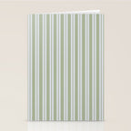 Classic Double Stripe Pattern in Light Silver Gray and Sage Green  Stationery Card Gallery Image 2