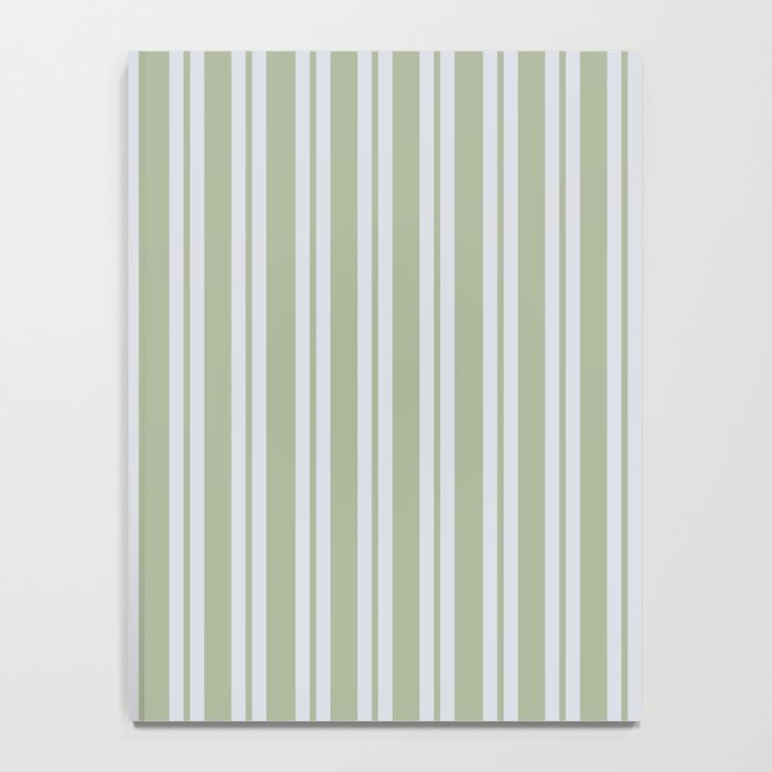 Classic Double Stripe Pattern in Light Silver Gray and Sage Green  Notebook Gallery Image 4