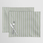 Classic Double Stripe Pattern in Light Silver Gray and Sage Green  Placemat Gallery Image 1