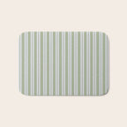 Classic Double Stripe Pattern in Light Silver Gray and Sage Green  Bath Mat Gallery Image 1