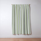 Classic Double Stripe Pattern in Light Silver Gray and Sage Green  Window Curtain Gallery Image 3