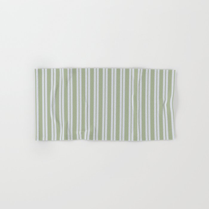 Classic Double Stripe Pattern in Light Silver Gray and Sage Green  Bath Towel Gallery Image 1