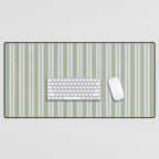 Classic Double Stripe Pattern in Light Silver Gray and Sage Green  Desk Mat Gallery Image 1