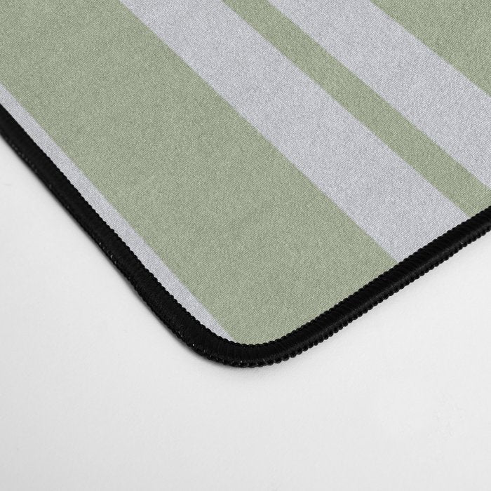 Classic Double Stripe Pattern in Light Silver Gray and Sage Green  Desk Mat Gallery Image 4