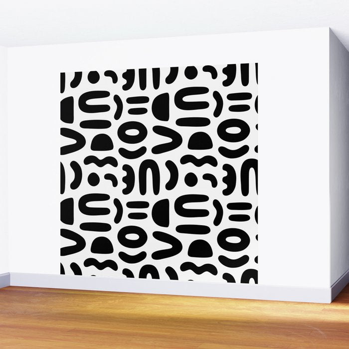 Abstract black and white symbol art pattern Wall Mural Gallery Image 2