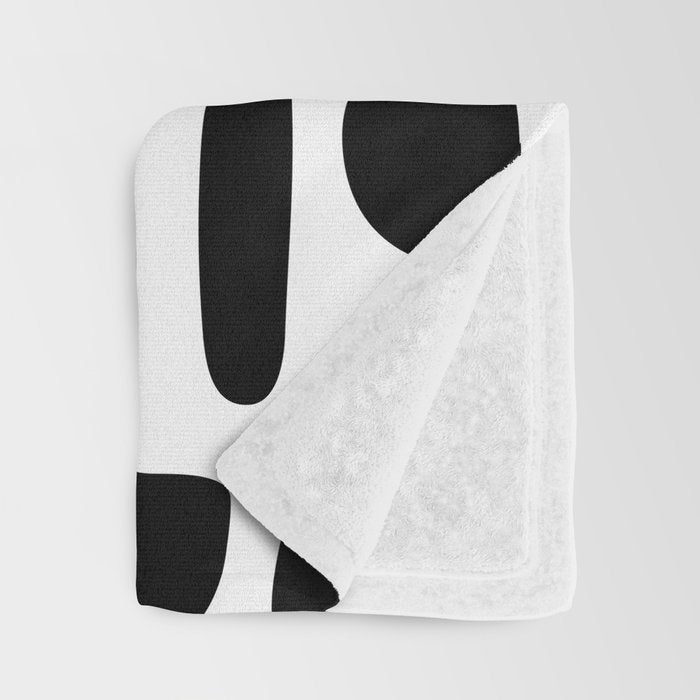Abstract black and white symbol art pattern Throw Blanket Gallery Image 3