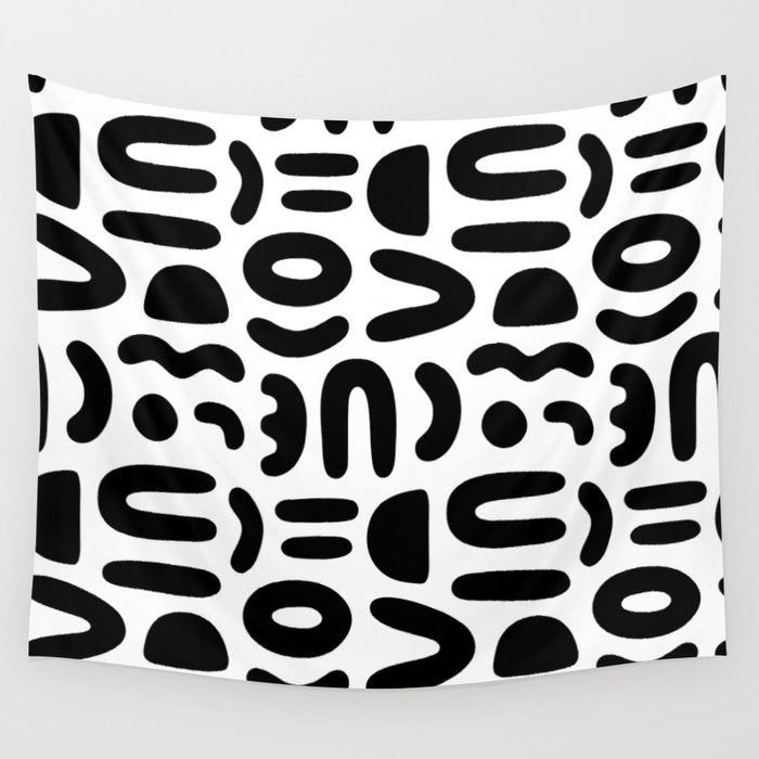 Abstract black and white symbol art pattern Wall Tapestry Gallery Image 4