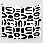 Abstract black and white symbol art pattern Wall Tapestry Gallery Image 4