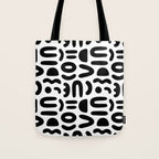 Abstract black and white symbol art pattern Tote Bag Gallery Image 1