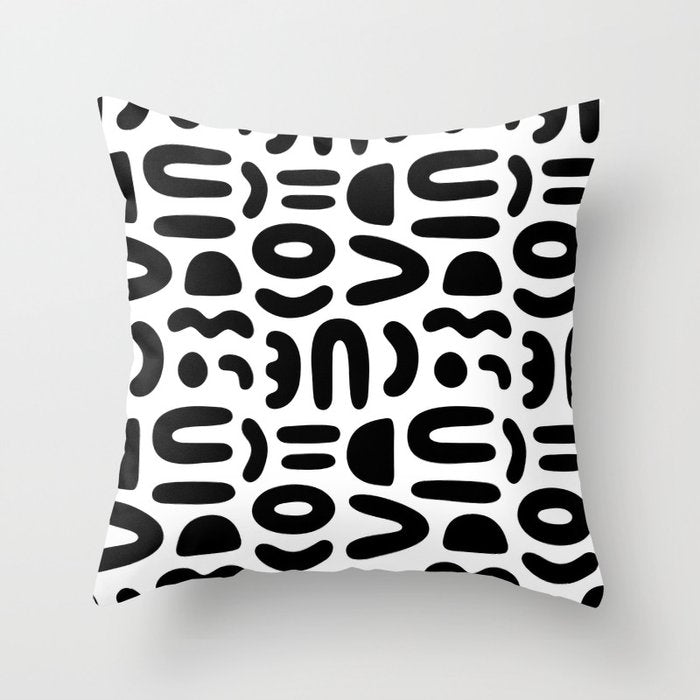 Abstract black and white symbol art pattern Throw Pillow Gallery Image 6