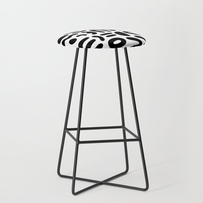 Abstract black and white symbol art pattern Stool Gallery Image 1