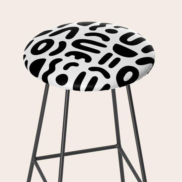 Abstract black and white symbol art pattern Stool Gallery Image 2