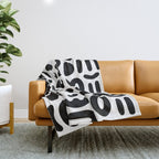Abstract black and white symbol art pattern Throw Blanket Gallery Image 1