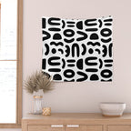 Abstract black and white symbol art pattern Wall Tapestry Gallery Image 2