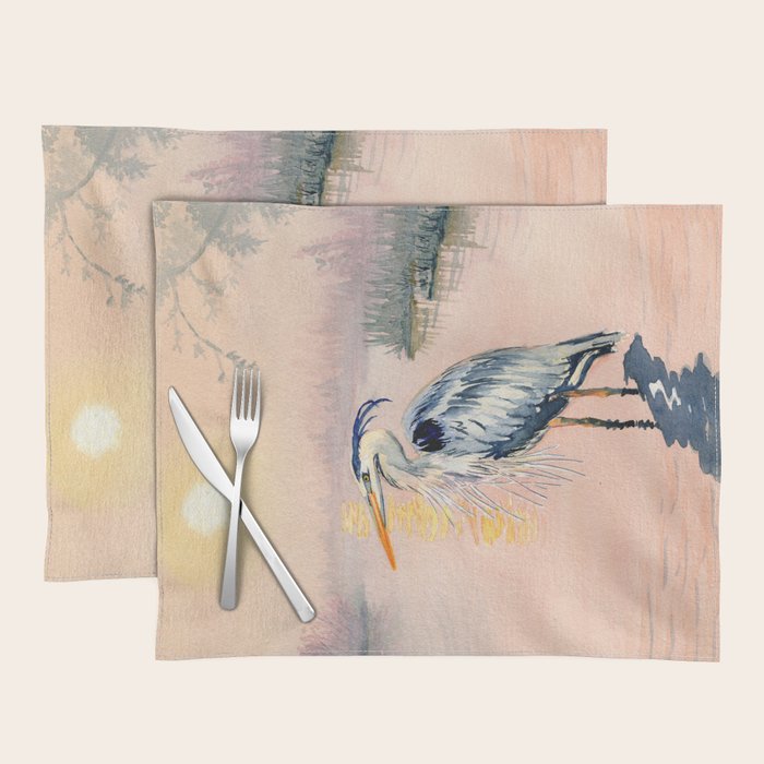 Great Blue Heron at Sunset Placemat Gallery Image 1
