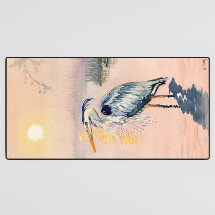 Great Blue Heron at Sunset Desk Mat Gallery Image 3