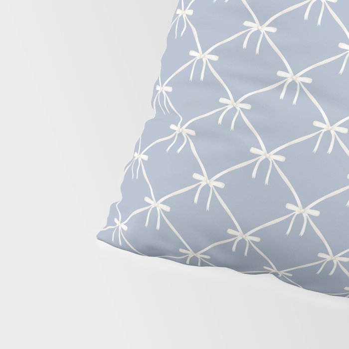 Bows & Ribbons Pattern XLIV Light Pastel Blue Pillow Sham Gallery Image 4