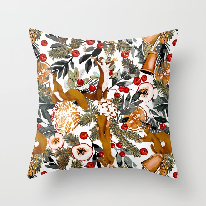 Squirrels on the Christmas tree I Throw Pillow Gallery Image 1