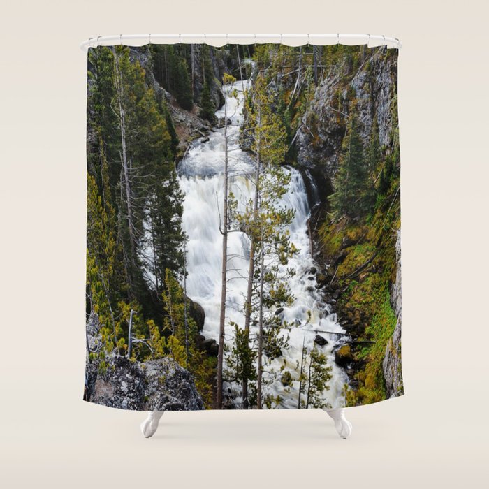 Yellowstone Waterfall II Shower Curtain Gallery Image 1