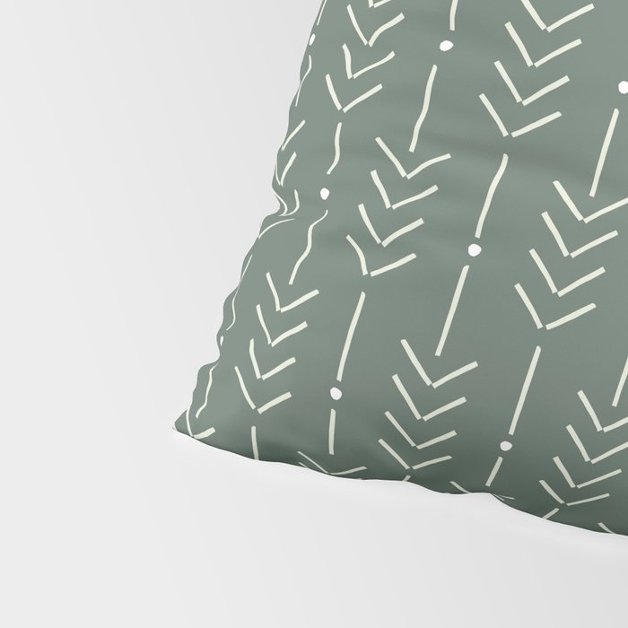Arrow Lines Pattern in Forest Sage Green 2 Pillow Sham Gallery Image 4