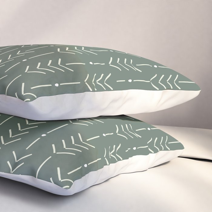 Arrow Lines Pattern in Forest Sage Green 2 Pillow Sham Gallery Image 3