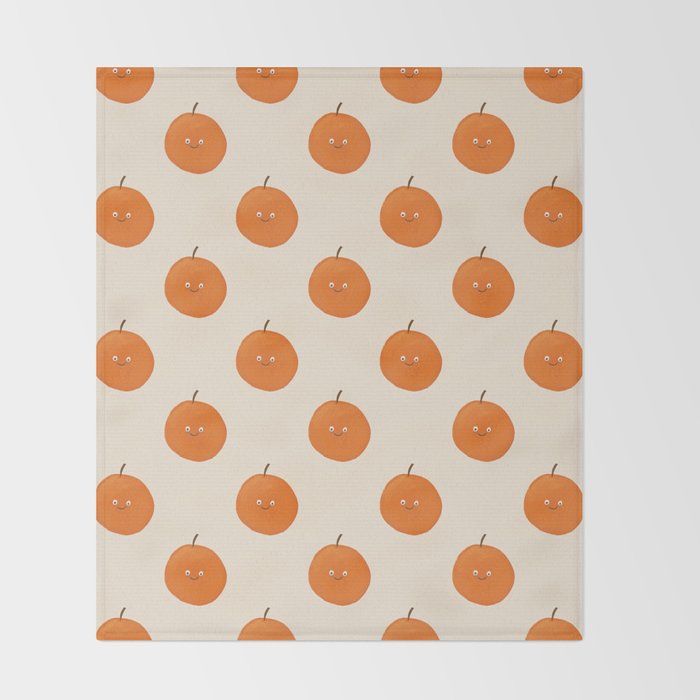 Kawaii Orange Throw Blanket Gallery Image 2