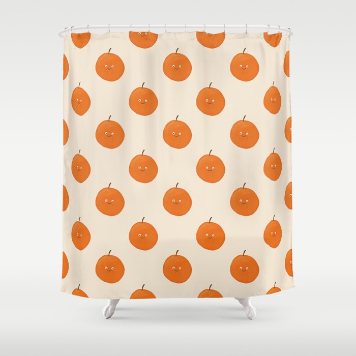 Kawaii Orange Shower Curtain Gallery Image 1