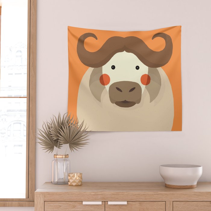 Cape Buffalo, Animal Portrait Wall Tapestry Gallery Image 2