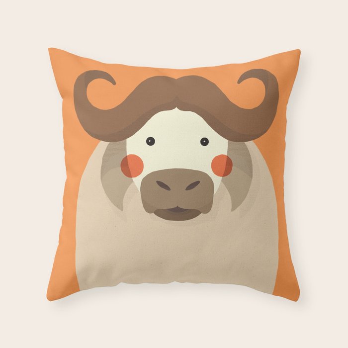 Cape Buffalo, Animal Portrait Throw Pillow Gallery Image 6