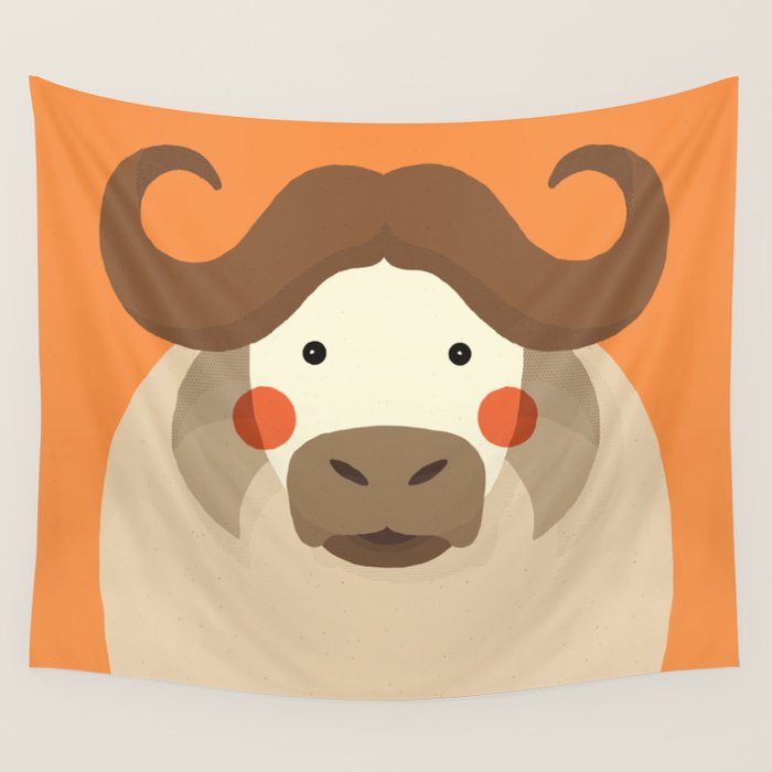 Cape Buffalo, Animal Portrait Wall Tapestry Gallery Image 1