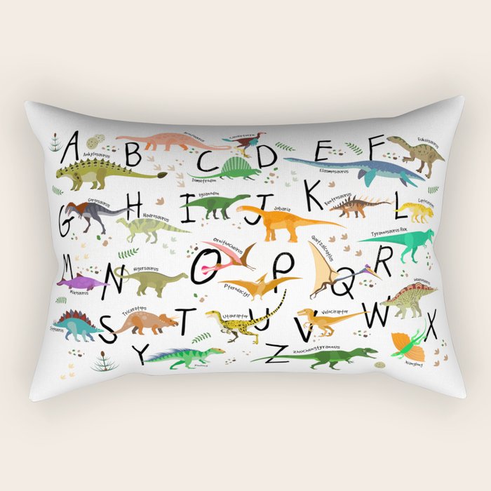 Colorful dinosaur alphabet Rectangular Pillow Gallery Image 2