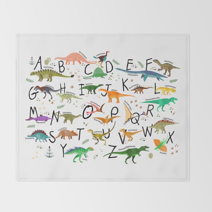 Colorful dinosaur alphabet Throw Blanket Gallery Image 2