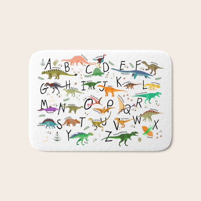 Colorful dinosaur alphabet Bath Mat Gallery Image 1