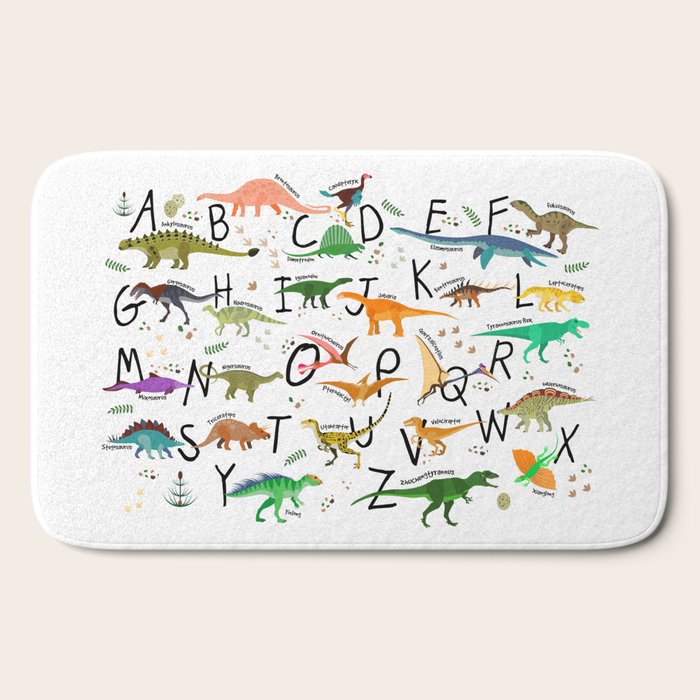 Colorful dinosaur alphabet Bath Mat