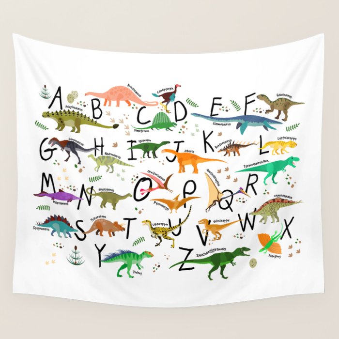 Colorful dinosaur alphabet Wall Tapestry Gallery Image 4