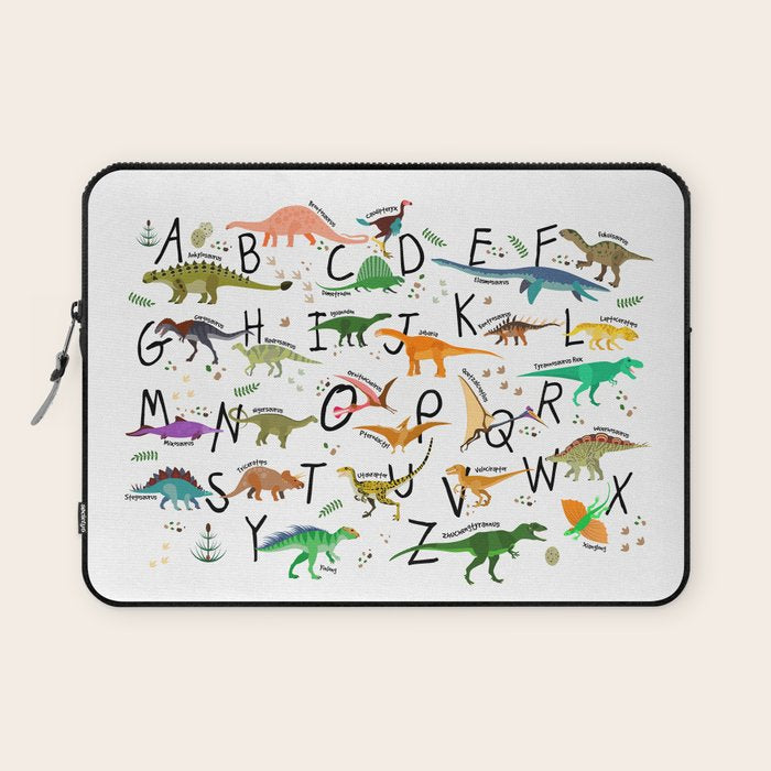 Colorful dinosaur alphabet Laptop Sleeve Gallery Image 1