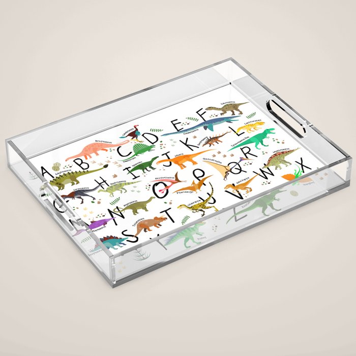 Colorful dinosaur alphabet Acrylic Tray Gallery Image 1