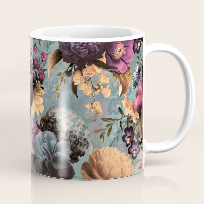 Vintage & Shabby Chic - Grey Botanical Lush Flowers Evening Garden Coffee Mug Gallery Image 1