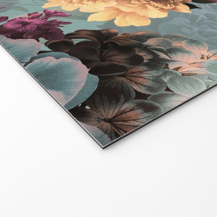 Vintage & Shabby Chic - Grey Botanical Lush Flowers Evening Garden Welcome Mat Gallery Image 2
