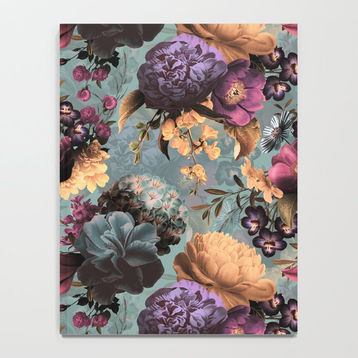 Vintage & Shabby Chic - Grey Botanical Lush Flowers Evening Garden Notebook Gallery Image 4