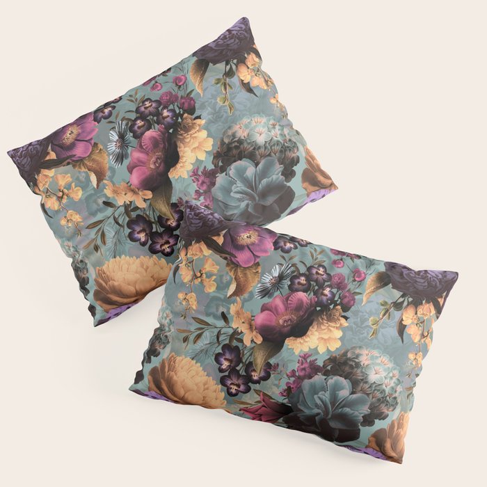 Vintage & Shabby Chic - Grey Botanical Lush Flowers Evening Garden Pillow Sham Gallery Image 1