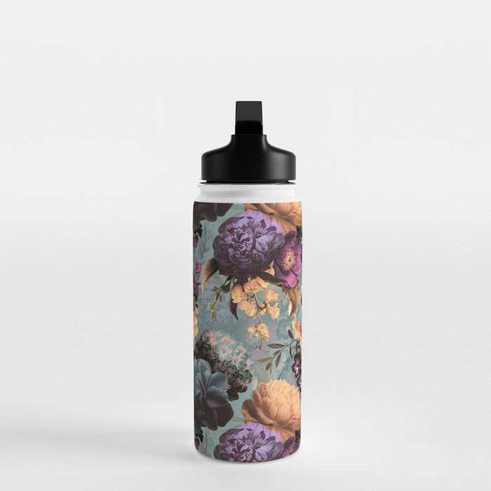 Vintage & Shabby Chic - Grey Botanical Lush Flowers Evening Garden Water Bottle Gallery Image 3