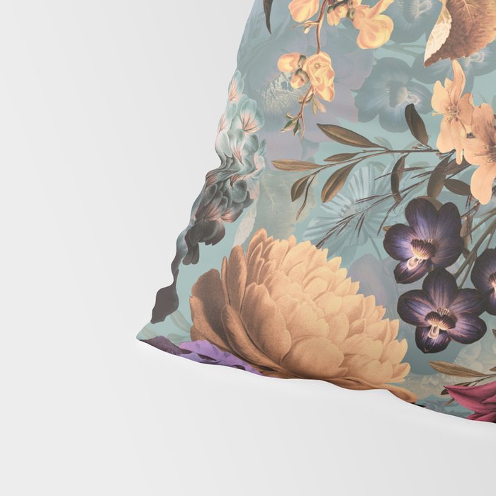 Vintage & Shabby Chic - Grey Botanical Lush Flowers Evening Garden Pillow Sham Gallery Image 4