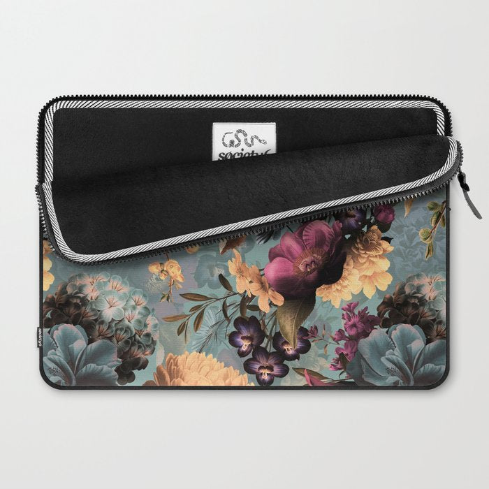 Vintage & Shabby Chic - Grey Botanical Lush Flowers Evening Garden Laptop Sleeve Gallery Image 2