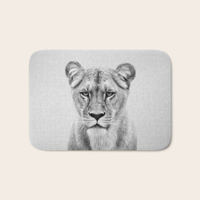 Lioness - Black & White Bath Mat Gallery Image 1