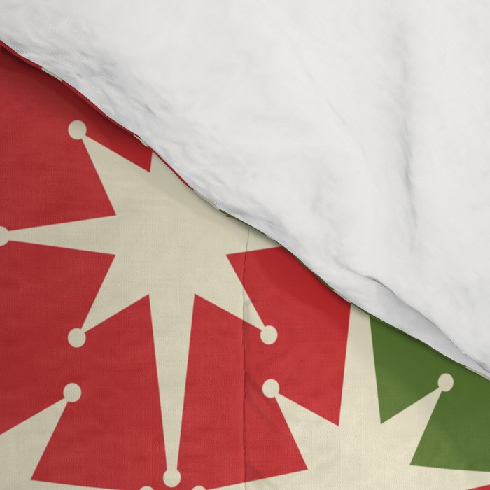 Mid Century Modern Atomic Stars Checkered Christmas Retro Starburst Pattern Comforter Gallery Image 4
